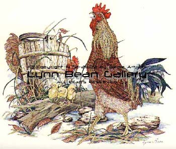 Rooster Crowing with Bucket.
