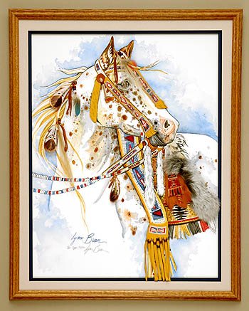 COPPER APPALOOSA, NATIVE AMERICAN DRESS 11x14.