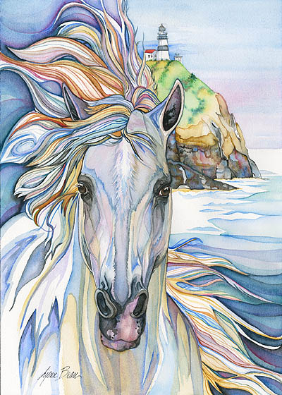 HORSE WITH LIGHTHOUSE.