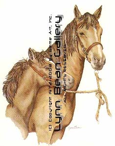 Quarter Horse Tied with Colt.